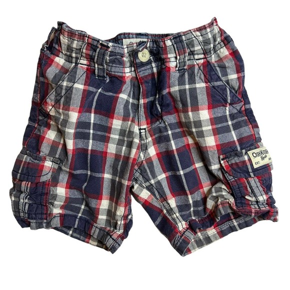 Oshkosh B’Gosh‎ Blue Plaid Cargo Shorts Size 2T - Picture 1 of 3